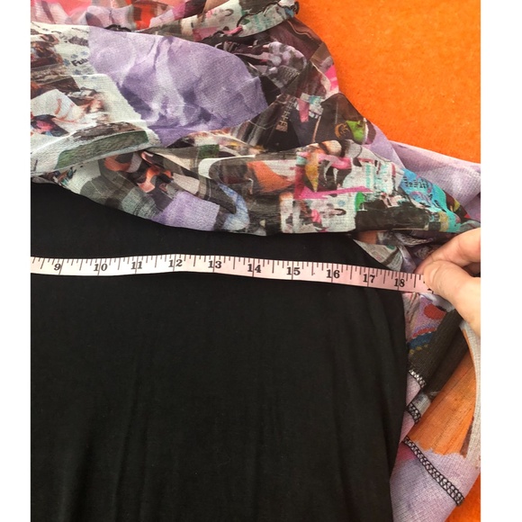 Simon Chang black and printed mesh overlay long sleeve dress EUC - Picture 16 of 16